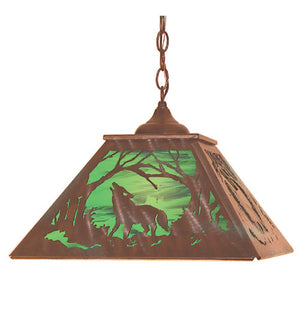 Meyda 16" Square Wolf on the Loose Pendant '48727