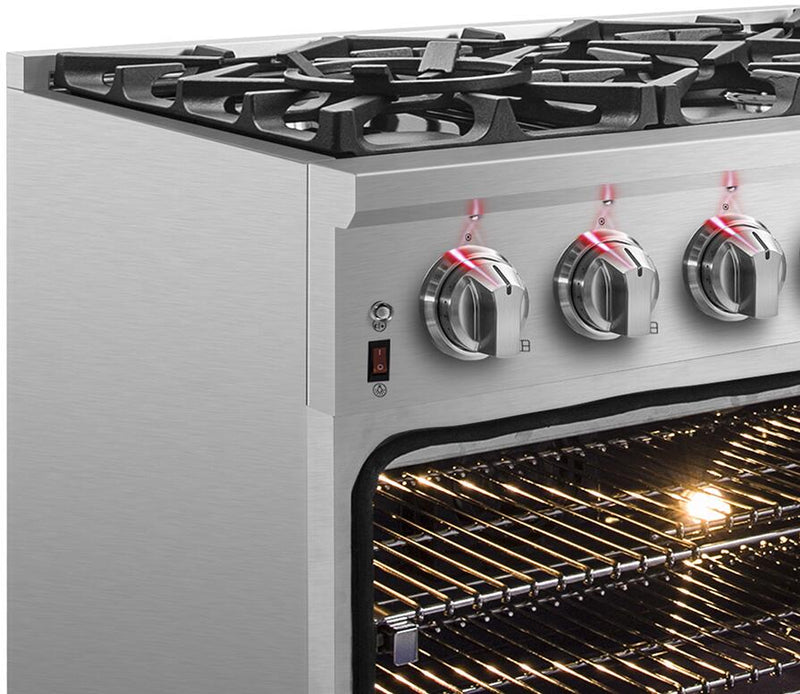 Forno Massimo 36-Inch Freestanding Dual Fuel Range in Stainless Steel (FFSGS6125-36)