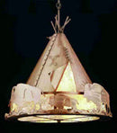 Meyda 36"W Teepee w/ Buffalo Pendant 50152