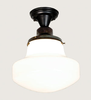Meyda 12"W Revival Schoolhouse W/Classic Globe Semi-Flushmount '50650