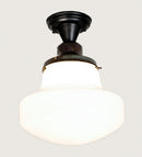 Meyda 12"W Revival Schoolhouse W/Classic Globe Semi-Flushmount '50650
