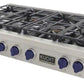 Kucht 48-Inch 6 Burner Gas Rangetop in Stainless Steel with Royal Blue Knob (KFX489T-B)