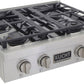 Kucht 30-Inch 4 Burner Gas Rangetop in Stainless Steel with Silver Accents KFX309T-S