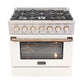 Kucht Series 36-Inch Pro-Style Dual Fuel Range in White Oven Door & Gold Accents KDF362-W-GOLD
