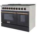 Kucht Signature 48" Pro-Style Dual Fuel Range in Black Oven Door & Gold KDF482-K-GOLD