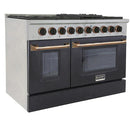 Kucht Signature 48" Pro-Style Dual Fuel Range in Black Oven Door & Gold KDF482-K-GOLD