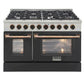 Kucht Signature 48" Pro-Style Dual Fuel Range in Black Oven Door & Gold KDF482-K-GOLD
