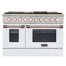 Kucht Signature 48-Inch Pro-Style Dual Fuel Range in Stainless Steel with White Oven Door & Rose Gold KDF482-W-ROSE