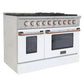 Kucht Signature 48-Inch Pro-Style Dual Fuel Range in Stainless Steel with White Oven Door & Rose Gold KDF482-W-ROSE