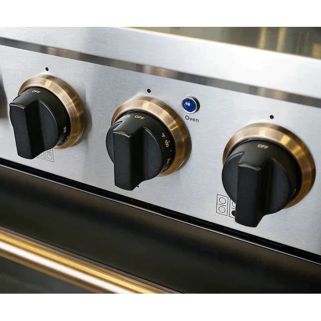 Kucht Signature 48" Pro-Style Dual Fuel Range in Black Oven Door & Gold KDF482-K-GOLD