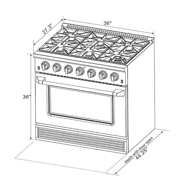 Kucht Signature 36-Inch Gas Range with Convection Oven in White with White Knob & Rose Gold Handle (KNG361-W-ROSE)