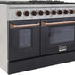 Kucht Signature 48-Inch 6.7 cu ft. Gas Range with Black Door and Rose Gold Accents KNG481-K-ROSE
