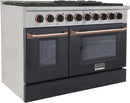 Kucht Signature 48-Inch 6.7 cu ft. Gas Range with Black Door and Rose Gold Accents KNG481-K-ROSE