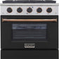 Kucht Signature 30" Gas Range with Convection Oven in Black with Black Knobs & Gold Handle KNG301-K-GOLD