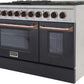 Kucht Signature 48-Inch 6.7 cu ft. Gas Range with Black Door and Rose Gold Accents KNG481-K-ROSE