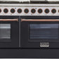 Kucht Signature 48-Inch 6.7 cu ft. Gas Range with Black Door and Rose Gold Accents KNG481-K-ROSE