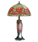 Meyda 25" High Tiffany Poinsettia W/lighted Base Table Lamp- 65896