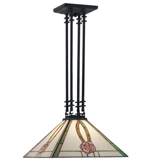 Meyda 15"Sq Mack Pink Rose Pendant '66583
