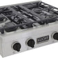 Kucht 30-Inch 4 Burner Gas Rangetop in Stainless Steel with Toxedo Black Knob (KFX309T-K)