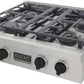 Kucht 30-Inch 4 Burner Gas Rangetop in Stainless Steel with Toxedo Black Knob (KFX309T-K)