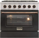 Kucht Signature 36" Gas Range in Stainless Steel with Black, Gold & Silver KNG361-K-GOLD