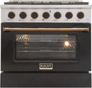 Kucht Signature 36" Gas Range in Stainless Steel with Black, Gold & Silver KNG361-K-GOLD