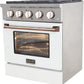 Kucht Signature 30" Gas Range in White with White Knobs & Rose Gold Handle KNG301-W-ROSE