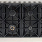 Kucht Signature 48-Inch 6.7 cu ft. Gas Range with Black Door and Rose Gold Accents KNG481-K-ROSE