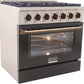 Kucht Signature 36" Gas Range in Stainless Steel with Black, Gold & Silver KNG361-K-GOLD
