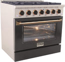 Kucht Signature 36" Gas Range in Stainless Steel with Black, Gold & Silver KNG361-K-GOLD