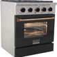 Kucht Signature 30" Gas Range with Convection Oven in Black with Black Knobs & Gold Handle KNG301-K-GOLD