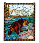 Meyda 25"W X 30"H Grizzly Bear Stained Glass Window '72934