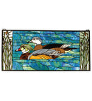 Meyda 35"W X 16"H Wood Ducks Stained Glass Window 77712
