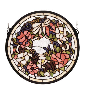 Meyda 15"W X 15"H Wreath Stained Glass Window 79836