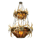 Meyda 68"W Antlers Elk 2 Tier Chandelier- 81332