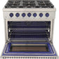 Kucht 36-Inch Gas Range in Stainless Steel with Blue Knob (KFX360-B)