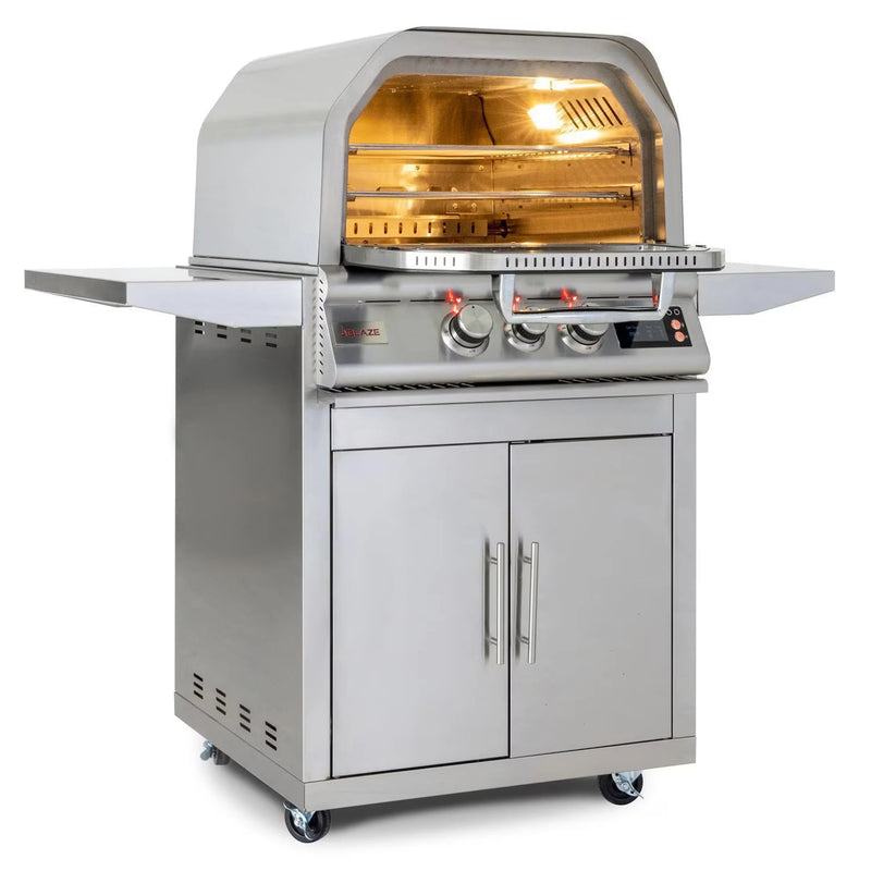 Blaze 26-Inch Freestanding Natural Gas Outdoor Pizza Oven with Rotisserie & Cart