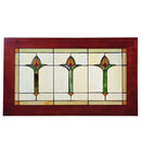 Meyda 24" Wide X 14" High Arts & Crafts Bud Trio Wood Frame Stained Glass Window '97961