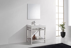 KubeBath Cisco 30 in. Stainless Steel Console with Acrylic Sink - Chrome, AC30