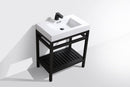 KubeBath Cisco 30 in. Stainless Steel Console with Acrylic Sink - Matte Black, AC30-BK