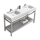 KubeBath Cisco 60 in. Double Sink Stainless Steel Console with Acrylic Sink - Chrome, AC60D