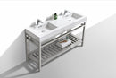 KubeBath Cisco 60 in. Double Sink Stainless Steel Console with Acrylic Sink - Chrome, AC60D