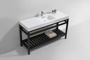 KubeBath Cisco 60 in. Single Sink Stainless Steel Console with Acrylic Sink - Matte Black, AC60S-BK