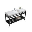 KubeBath Cisco 60 in. Single Sink Stainless Steel Console with Acrylic Sink - Matte Black, AC60S-BK