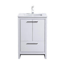 KubeBath Dolce 24 in. Modern Bathroom Vanity with White Quartz Counter Top - High Gloss White, AD624GW