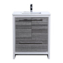 KubeBath Dolce 30 in. Modern Bathroom Vanity with White Quartz Counter Top - Ash Gray, AD630HG