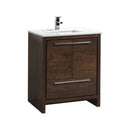 KubeBath Dolce 30″ Rose Wood Modern Bathroom Vanity with White Quartz Counter-Top, AD630RW