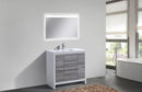 KubeBath Dolce 36 in. Modern Bathroom Vanity with White Quartz Counter Top - Ash Gray, AD636HG