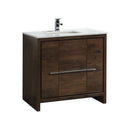 KubeBath Dolce 36 in. Rose Wood  Modern Bathroom Vanity with White Quartz Counter-Top, AD636RW