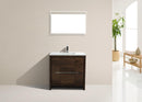 KubeBath Dolce 36 in. Rose Wood  Modern Bathroom Vanity with White Quartz Counter-Top, AD636RW